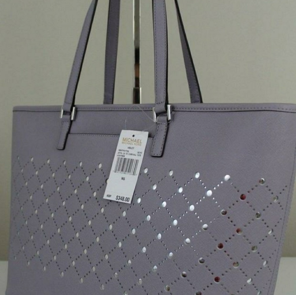 Michael Kors large carryall Violet tote bag leathe